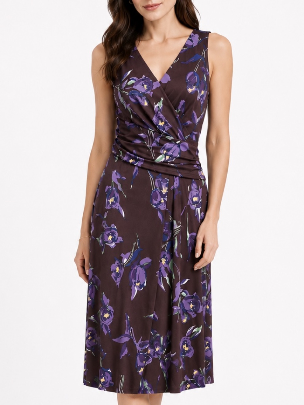 Lauren Ralph Lauren - Floral Faux Wrap Sleeveless Dress